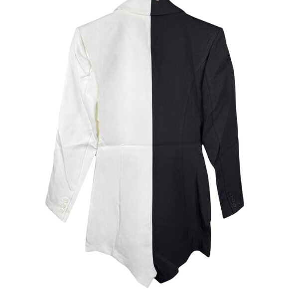 Endless Rose NWT Colorblock Contrast Blazer Romper Small Tuxedo Black White - Picture 3 of 12